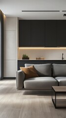 Modern Living Room Interior Design With Sleek Furniture and Soft Lighting in a Stylish Urban Apartment