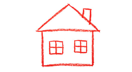 Isolated Child Drawing House