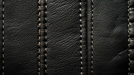 A black fabric texture with subtle white stitching, ideal for backgrounds. 