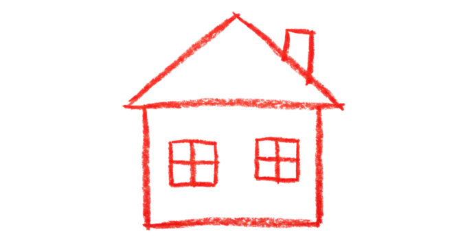 Isolated Child Drawing House