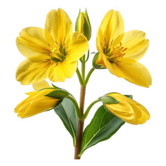 Vibrant Yellow Flowers Close-up of Blooming Wildflower on White Background