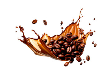coffee beans splash