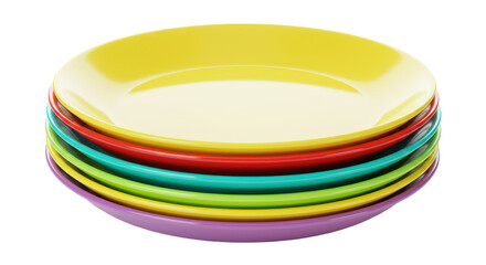 Isolated Stack of Colorful Plates