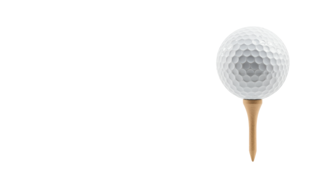 Isolated Golf Ball on Wooden Tee