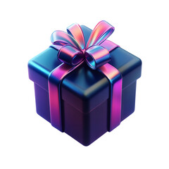 Obraz premium Iridescent Gift Box with Bow 3D Render of a Colorful Present