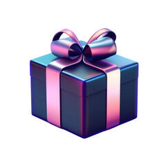 Iridescent Gift Box 3D Render of a Metallic Present with Bow