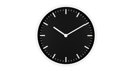 Isolated Minimalist Black and White Clock Face