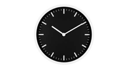 Isolated Minimalist Black and White Clock Face