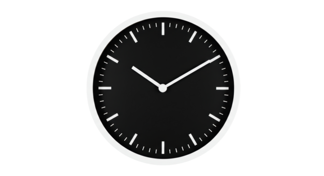 Isolated Minimalist Black and White Clock Face