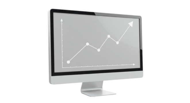 Isolated Computer Monitor Displaying Financial Growth Chart
