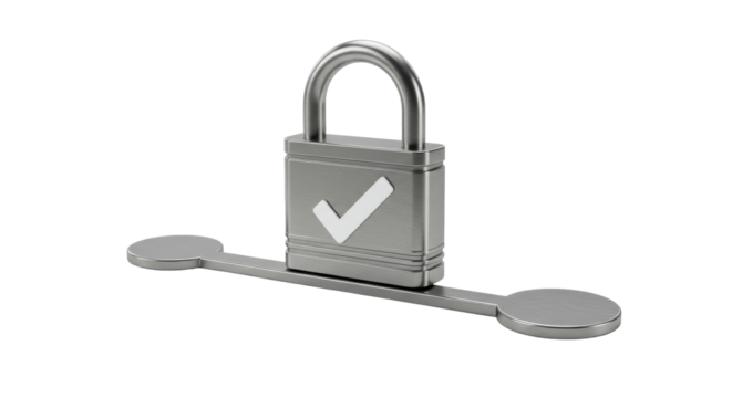 Isolated Padlock with Approved Checkmark