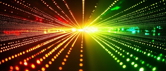 Naklejka premium Colorful bright lights travel through a dark background space