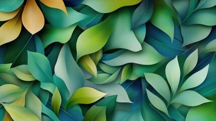 Fototapeta premium Vibrant green leaf patterns abstract art digital design nature close-up view organic aesthetics