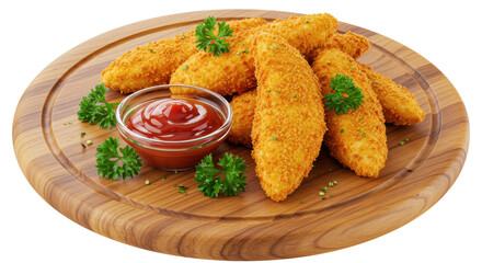Isolated Chicken Nuggets with Ketchup