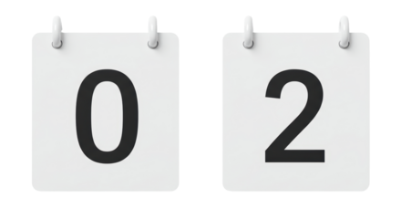 Isolated Flip Calendar with Number 02