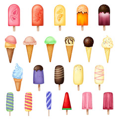 Realistic Ice Cream and Popsicle Set