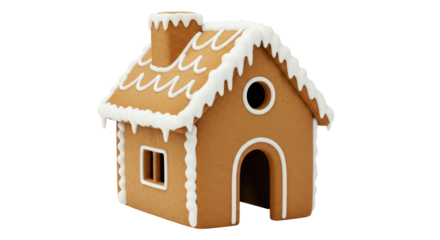 Isolated Gingerbread House with White Icing