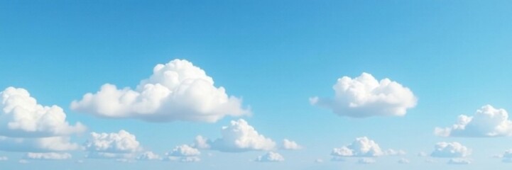 Soft white cloud floats above blue sky with few scattered grey clouds, serene landscape, , soft focus