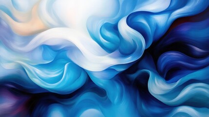 Obraz premium Fluid abstract art digital canvas blue tones contemporary design aesthetic view visual serenity