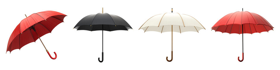 Classic umbrella collection isolated on transparent background