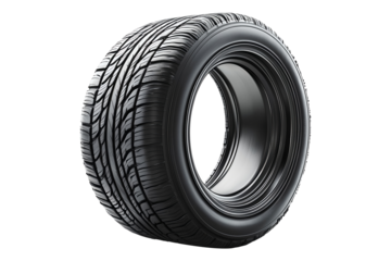 New car tire isolated on transparent background