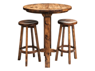 Pub table set isolated on transparent background
