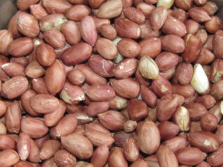 Peanut in the market for sale. Close up of peanuts.