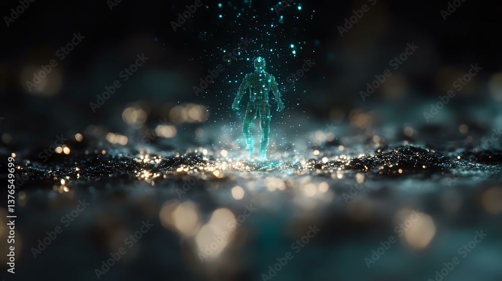 Aufkleber magical turquoise light burst emerging from dark surface with golden bokeh effect creates mystical a
