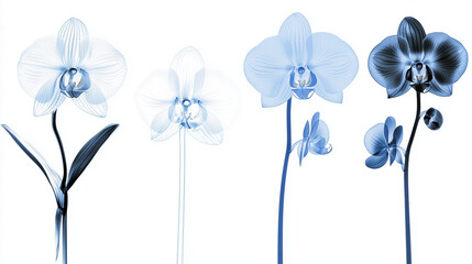 X-ray orchid flower set on white background