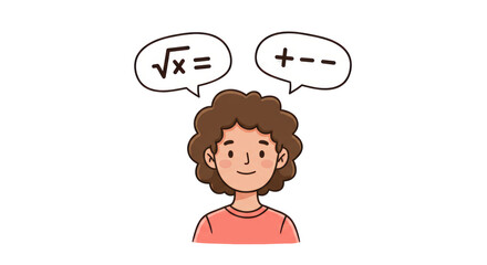 Isolated Woman Math Learning Thinking Question Solution Concept