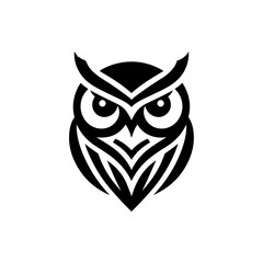 Cartoon owl on a white background, cute and wise with big eyes, beak, and feathers, perched on a branch, representing wildlife and nature