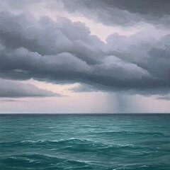 Naklejka premium Gathering Storm Across Still Waves