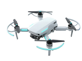 white quadcopter isolated on a transparent background