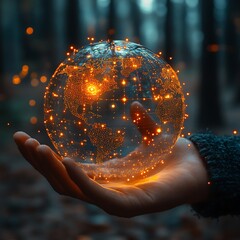 A Virtual Earth Glowing in Hand
