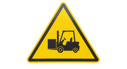 Isolated Yellow Warning Sign with Forklift Symbol