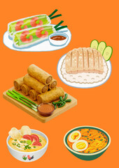 set of food Asia Foods poster creative 