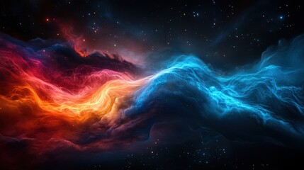 Fototapeta premium Cosmic fusion of colorful nebulae in deep space stunning digital art galactic view