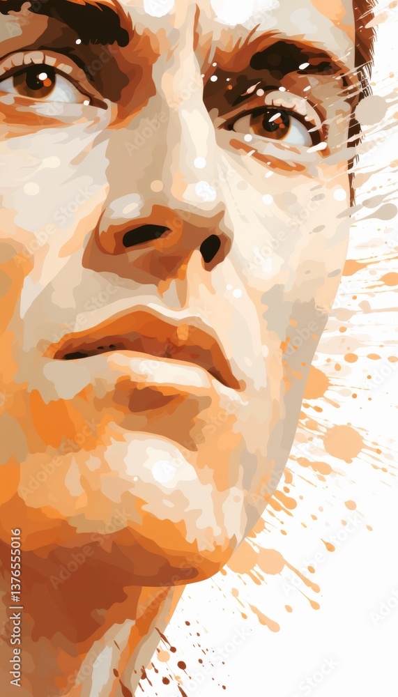 Poster minimalist representation of a man on a white background in a clean and isolated view