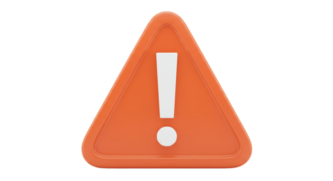 Isolated Orange Warning Sign with Exclamation Point