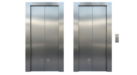 Isolated Stainless Steel Elevator Doors Closed © Matteo