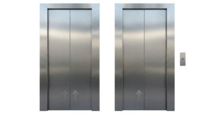 Isolated Stainless Steel Elevator Doors Closed