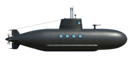Isolated Dark Submarine Vessel