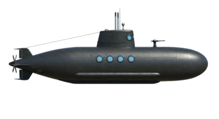 Isolated Dark Submarine Vessel