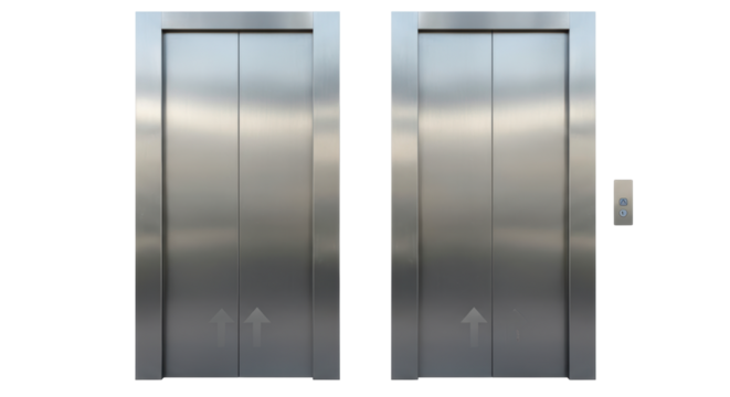 Isolated Stainless Steel Elevator Doors Closed