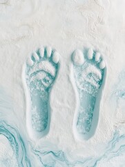 Winter Wonderland Footprints - Two sets of footprints in fresh snow, symbolizing love, journey, winter, purity, and new beginnings. A peaceful and romantic scene