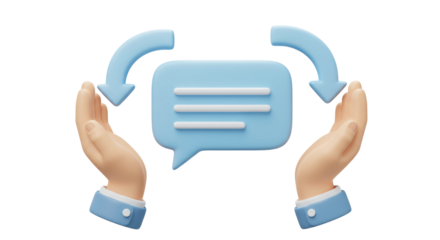 Isolated Hands Exchanging Dialogue Bubble