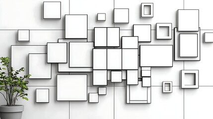 Obraz premium White Square Wall Art Decor.