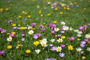 Obraz premium A field full of colorful flowers in the grass