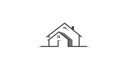 Simple Home Icon Design House Outline with Chimney and Doorway