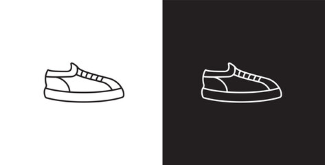 Line icon of men's shoes. Vector illustration icon of modern and classic men's sneakers. Fashion icon on black and transparent background. Fashion icon.